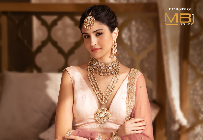 polki layered necklace in gold